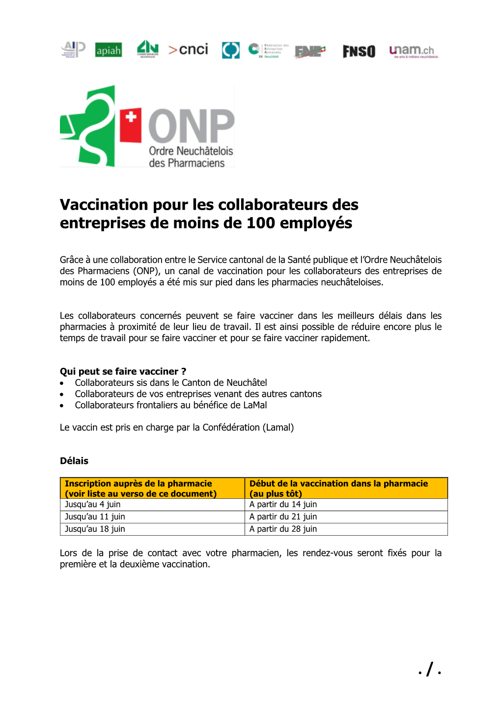 Vaccination Pour Les Collaborateurs Des Entreprises De Moins De 100 Employés