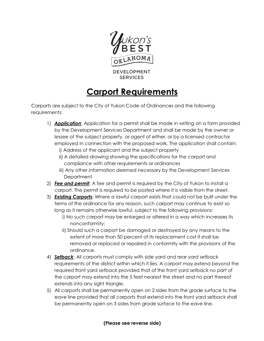 Carport Requirements