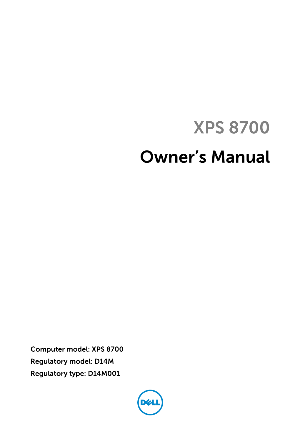 Xps 8700 Owner's Manual