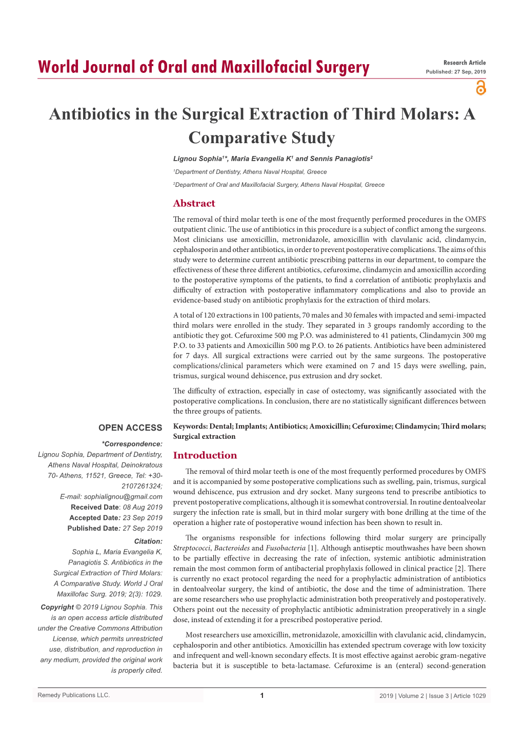 Antibiotics in the Surgical Extraction of Third Molars: a Comparative Study