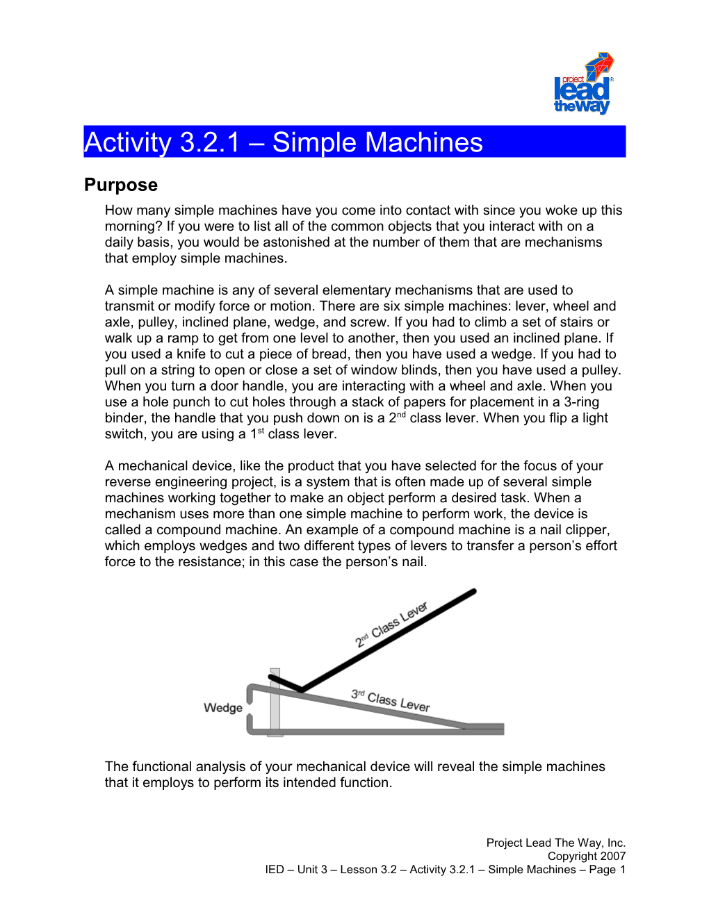 Activity 3.2.1: Simple Machines