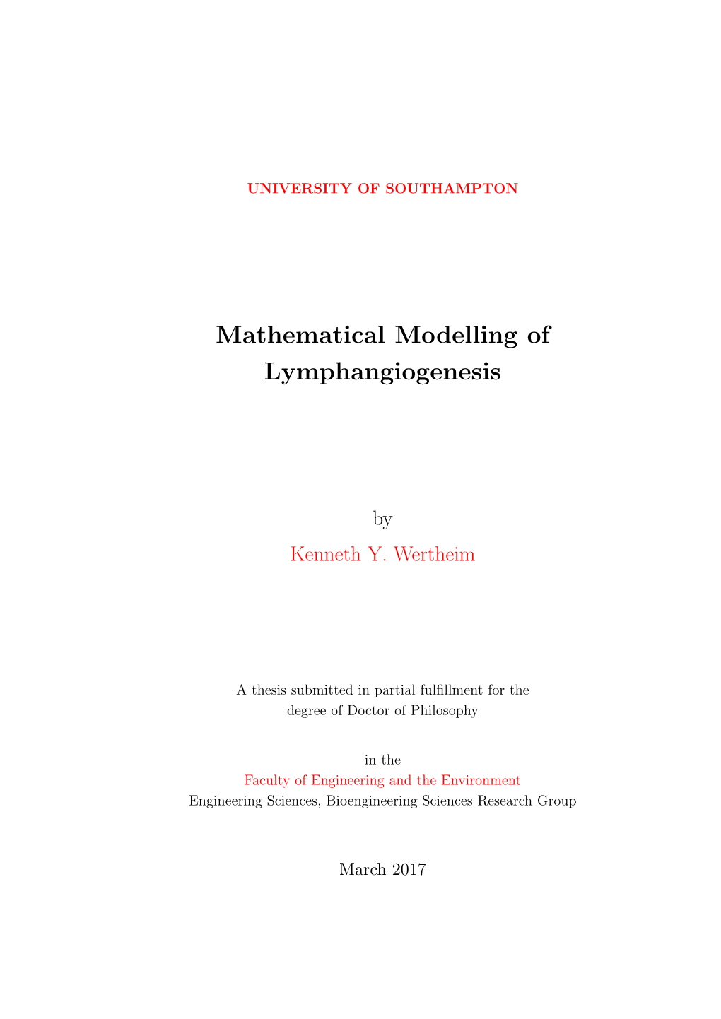 Mathematical Modelling of Lymphangiogenesis