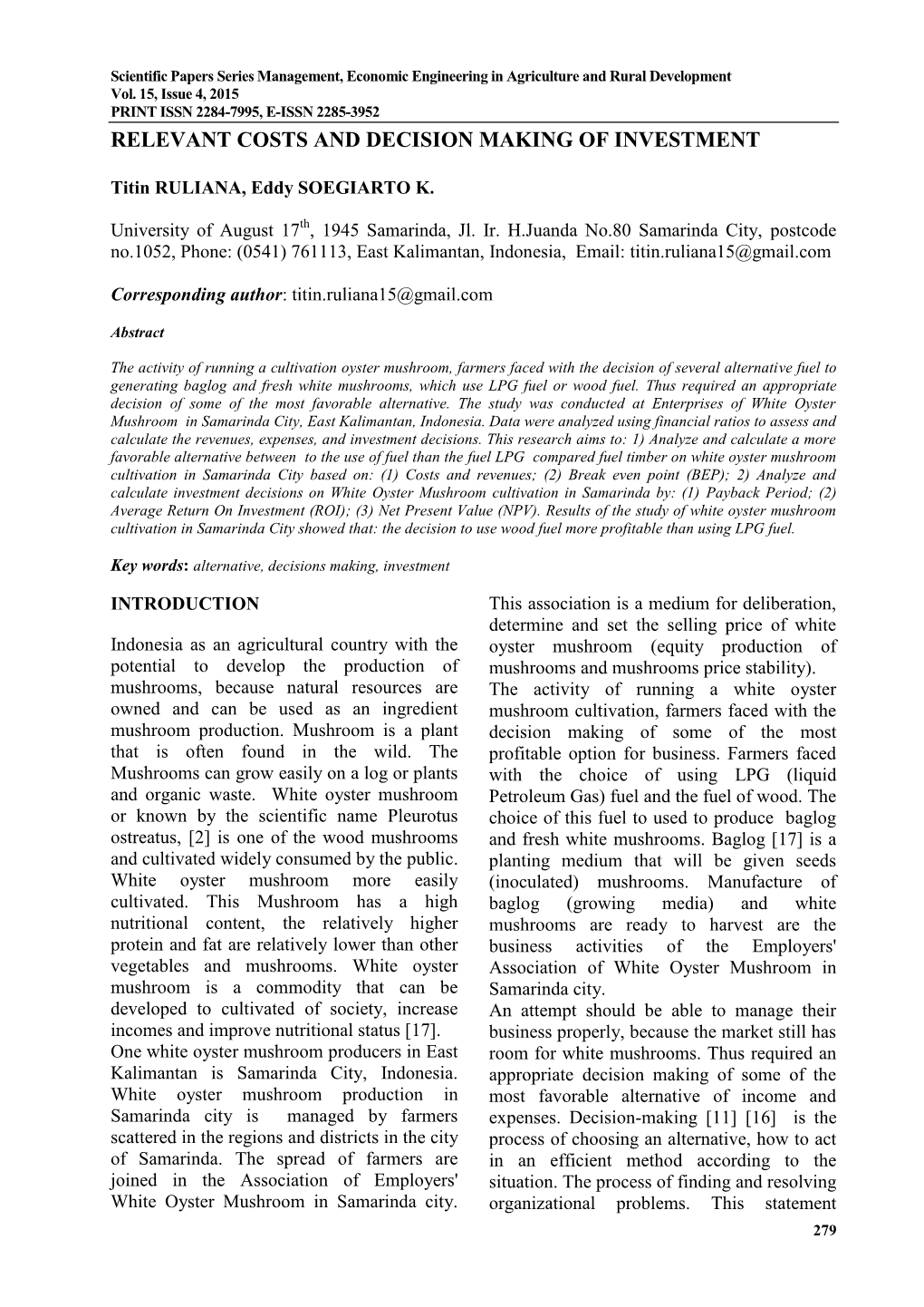 Relevant Costs and Decision Making of Investment