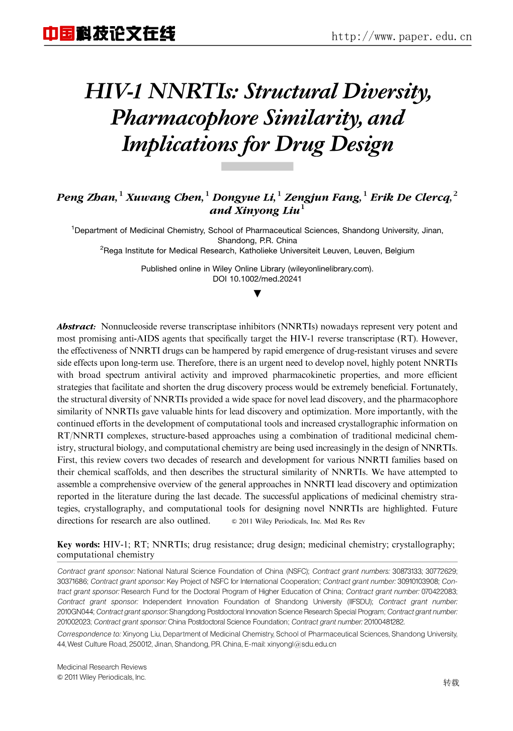 HIV-1 Nnrtis: Structural Diversity, Pharmacophore Similarity, and Implications for Drug Design