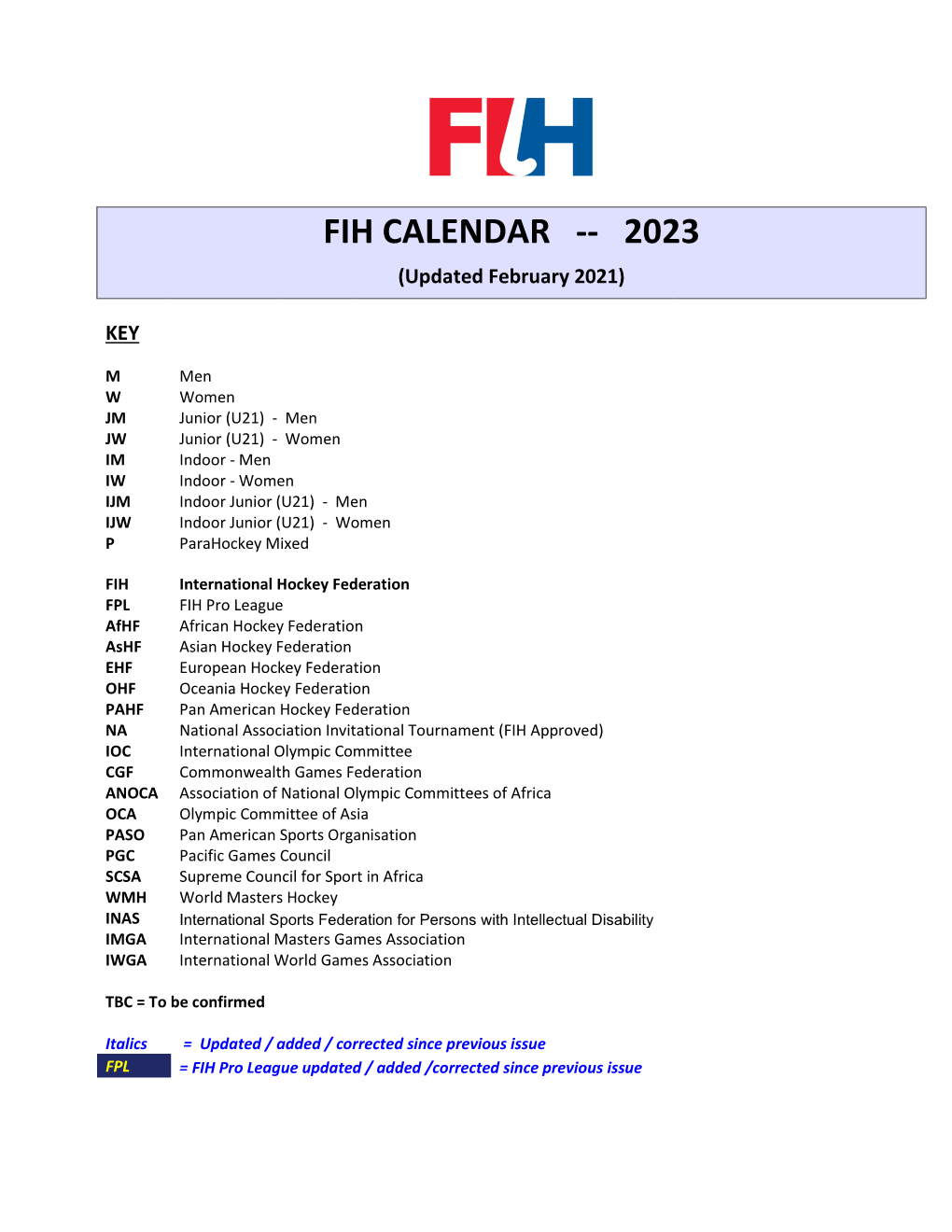 Fih Calendar -- 2023