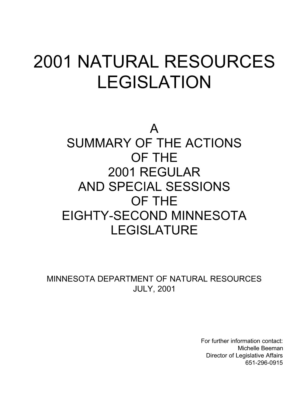 2001 Natural Resources Legislation