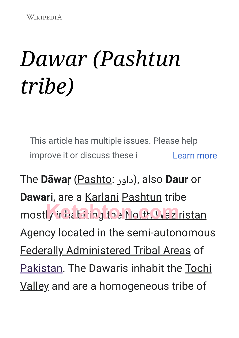 Pashtun Tribe)