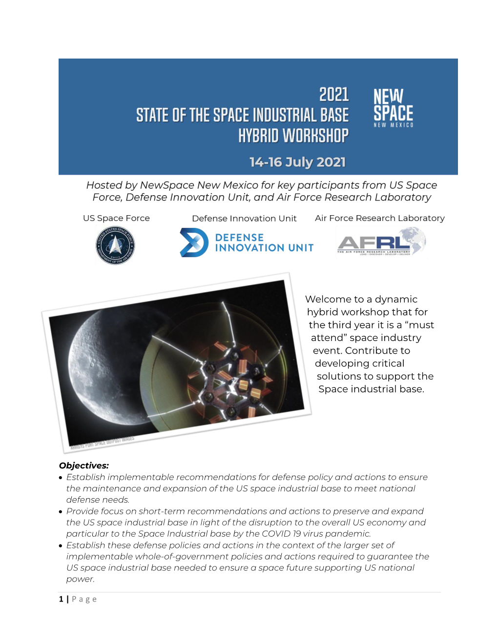 Welcome to a Dynamic Hybrid Workshop That for the Third Year It Is a “Must Attend” Space Industry Event