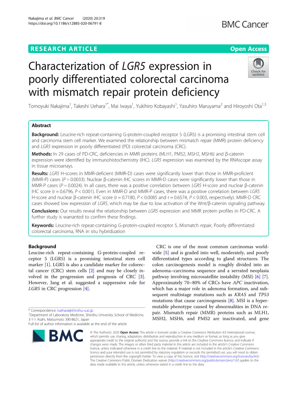 Characterization of LGR5 Expression in Poorly Differentiated Colorectal