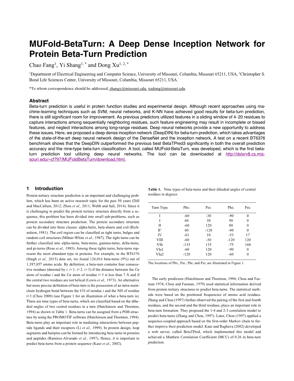 A Deep Dense Inception Network for Protein Beta-Turn Prediction