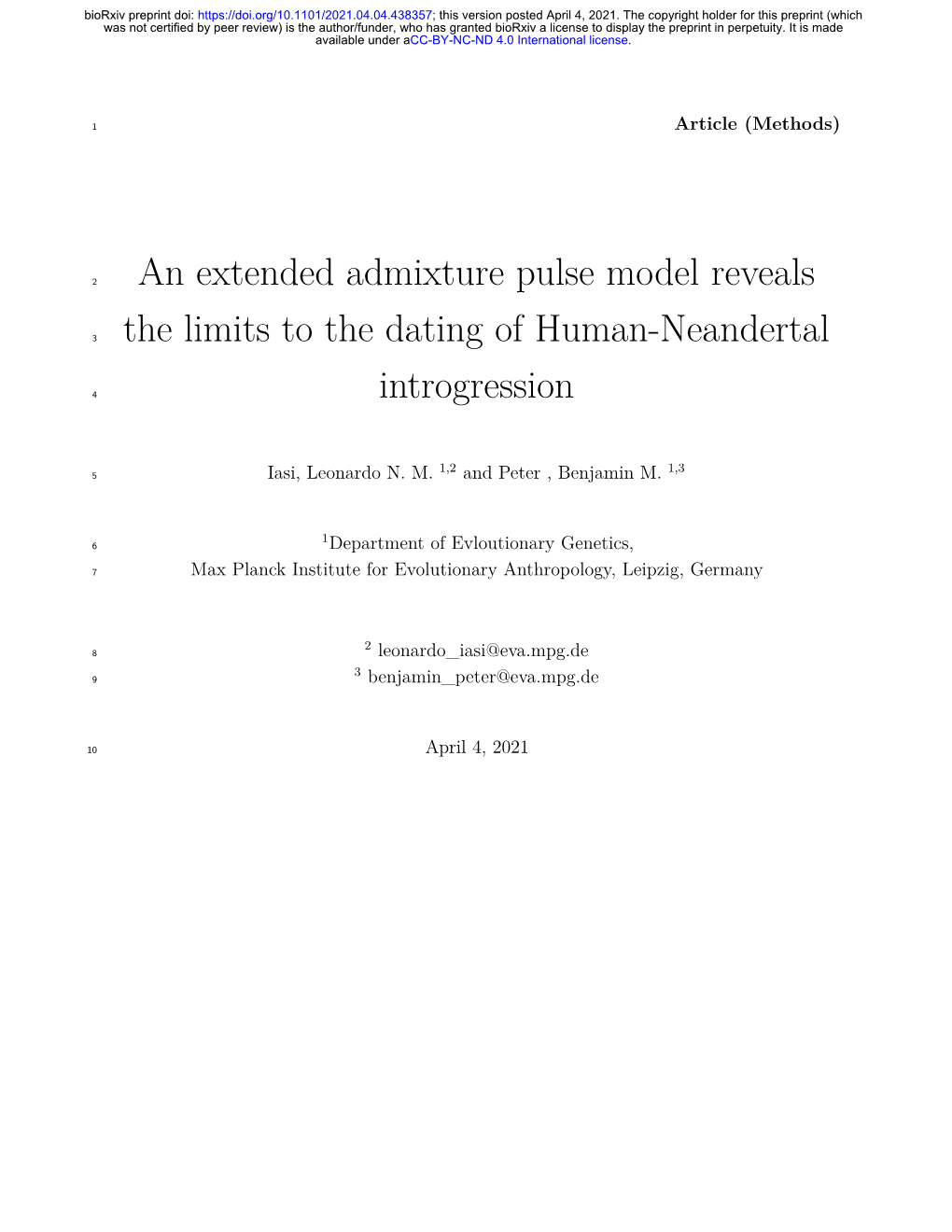 An Extended Admixture Pulse Model Reveals the Limits to the Dating of Human-Neandertal Introgression