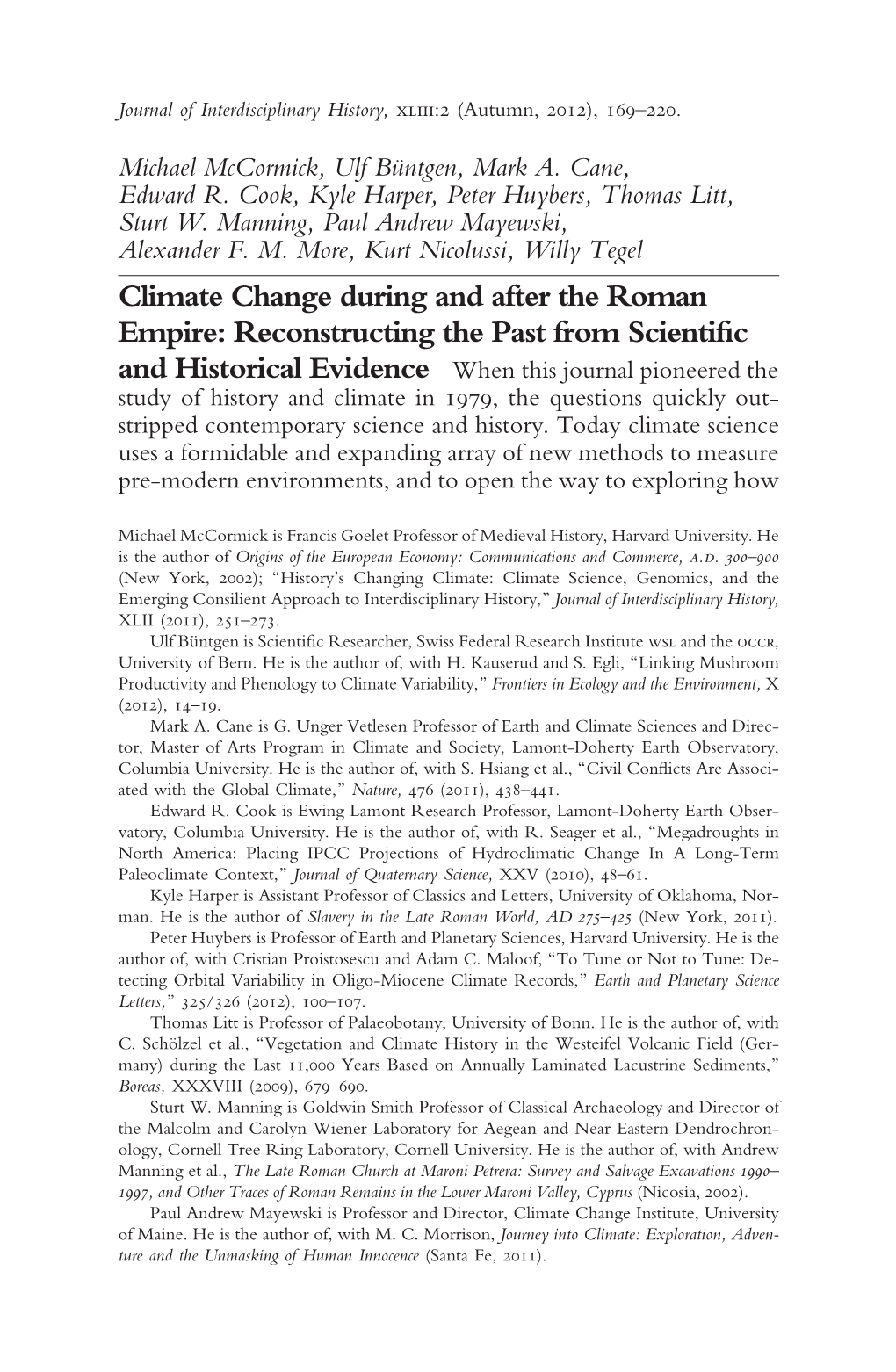 Climate Change During and After the Roman Empire