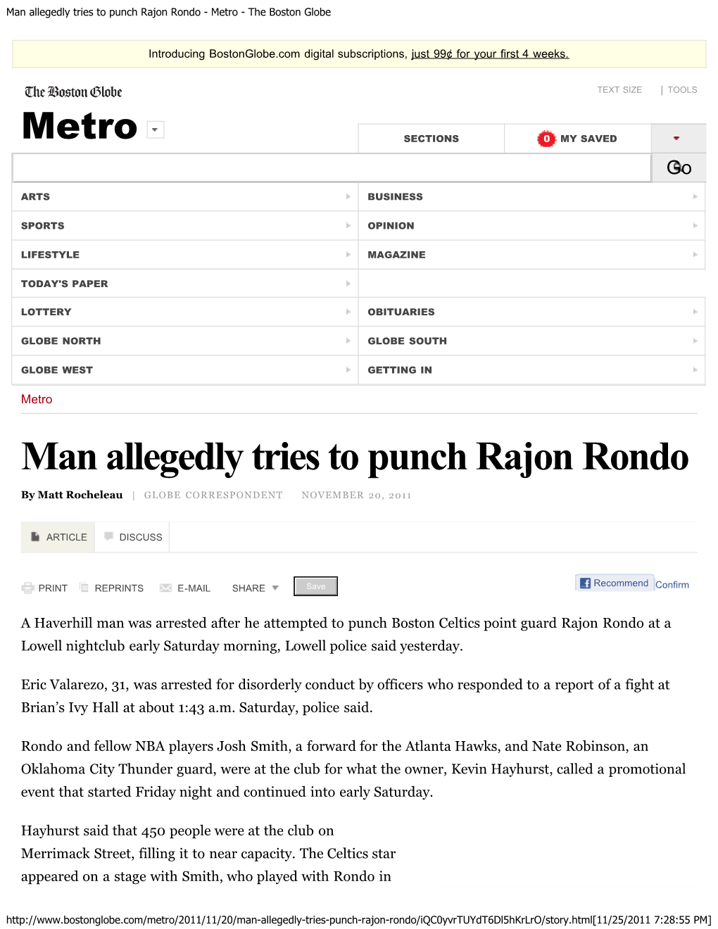 Man Allegedly Tries to Punch Rajon Rondo - Metro - the Boston Globe