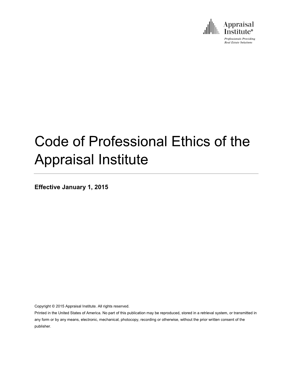 Code of Professional Ethics of the Appraisal Institute
