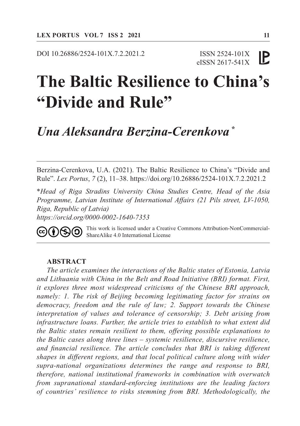 The Baltic Resilience to China's “Divide and Rule”