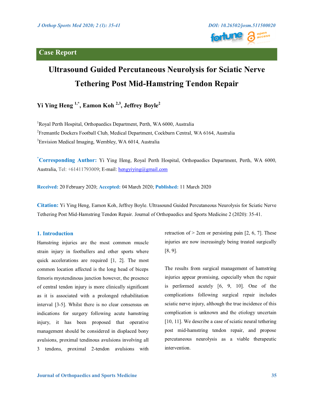 Ultrasound Guided Percutaneous Neurolysis for Sciatic Nerve Tethering Post Mid-Hamstring Tendon Repair