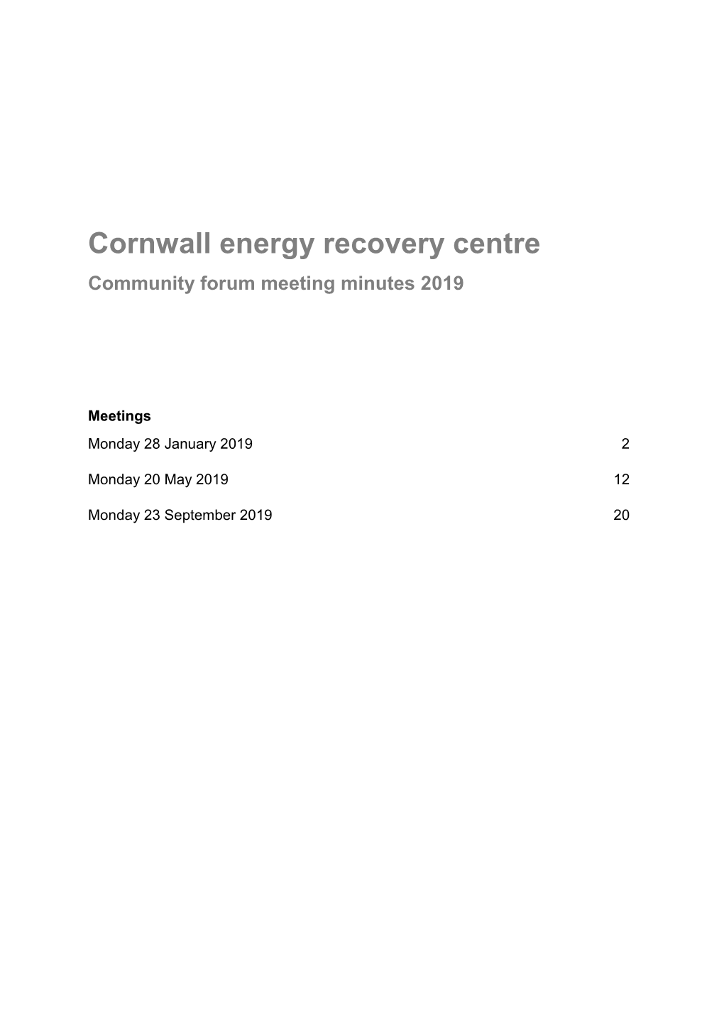Community Forum Meeting Minutes 2019