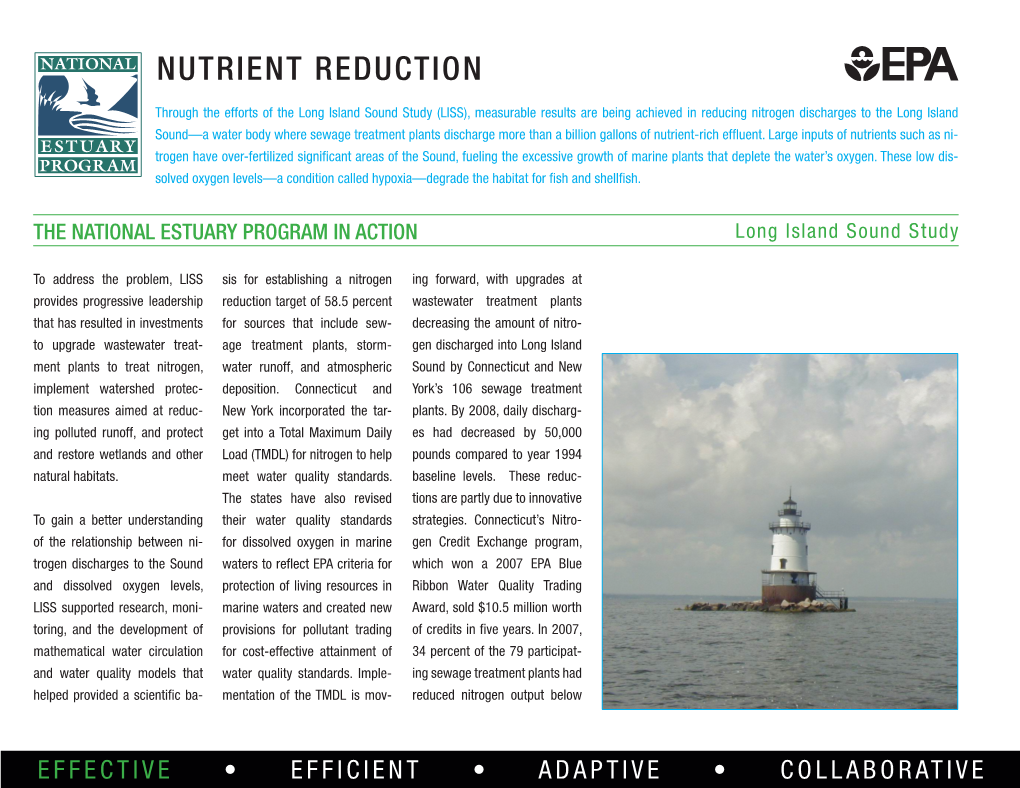 Nutrient Reduction, Long Island Sound Study