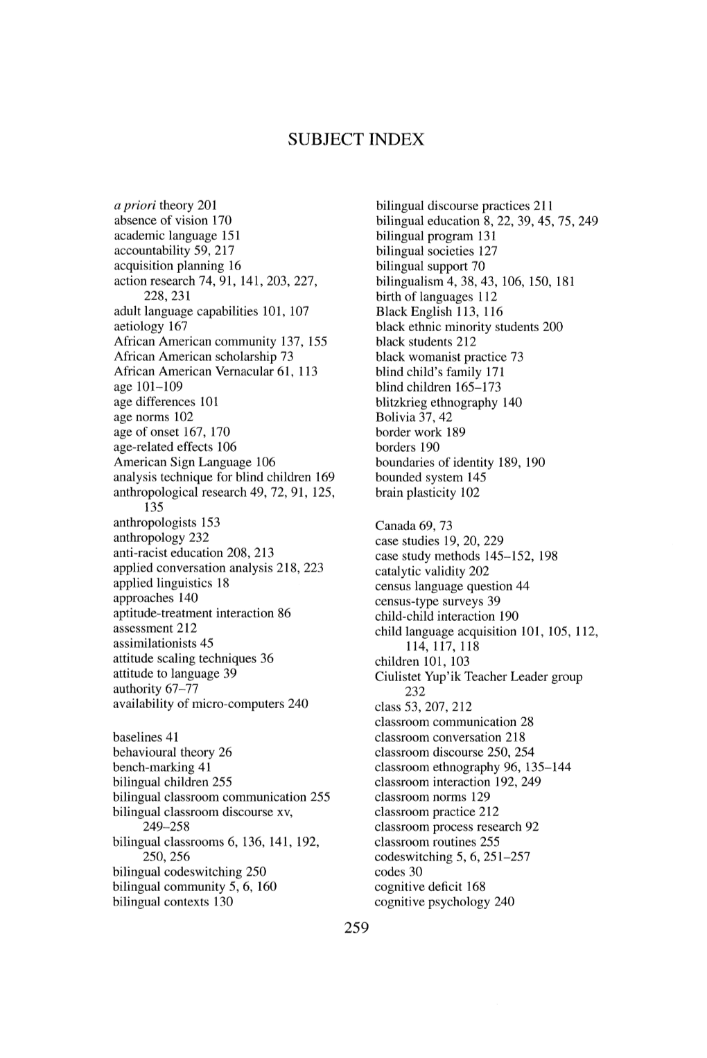 Subject Index