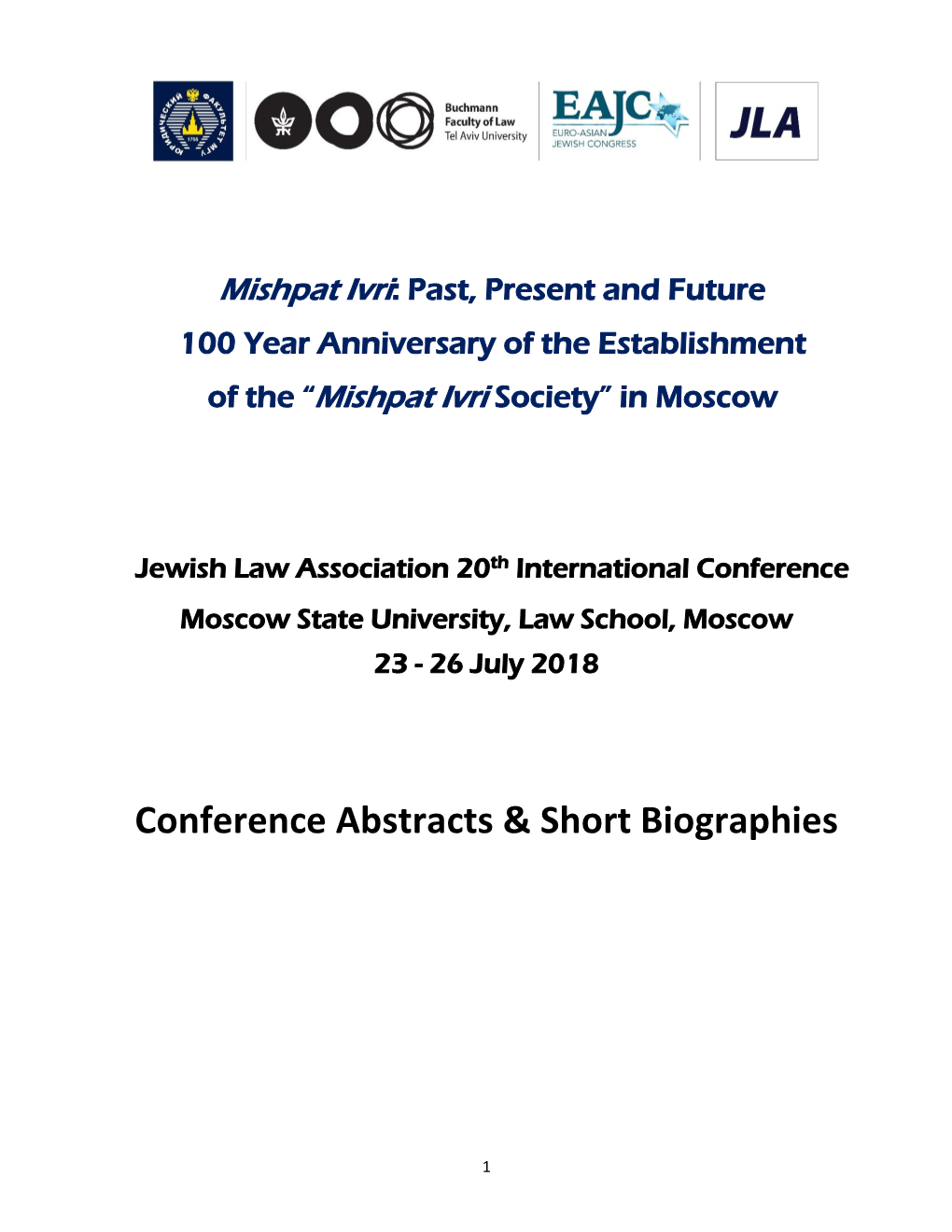 Conference Abstracts & Short Biographies