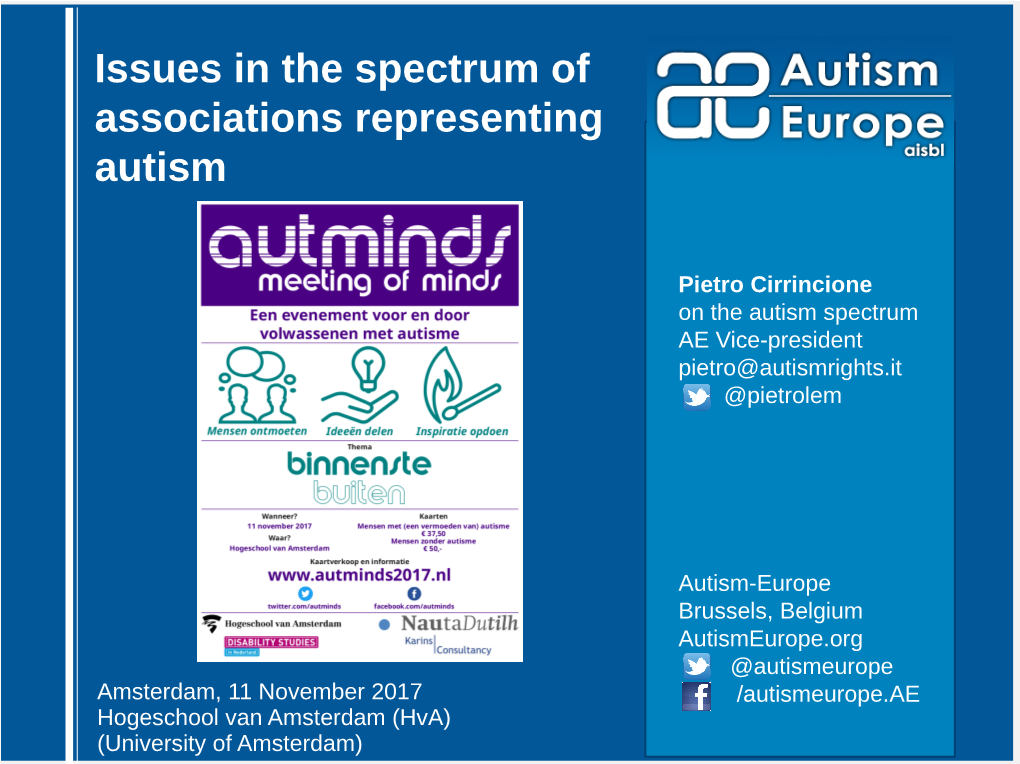 Issues in the Spectrum of Associations Representing Autism
