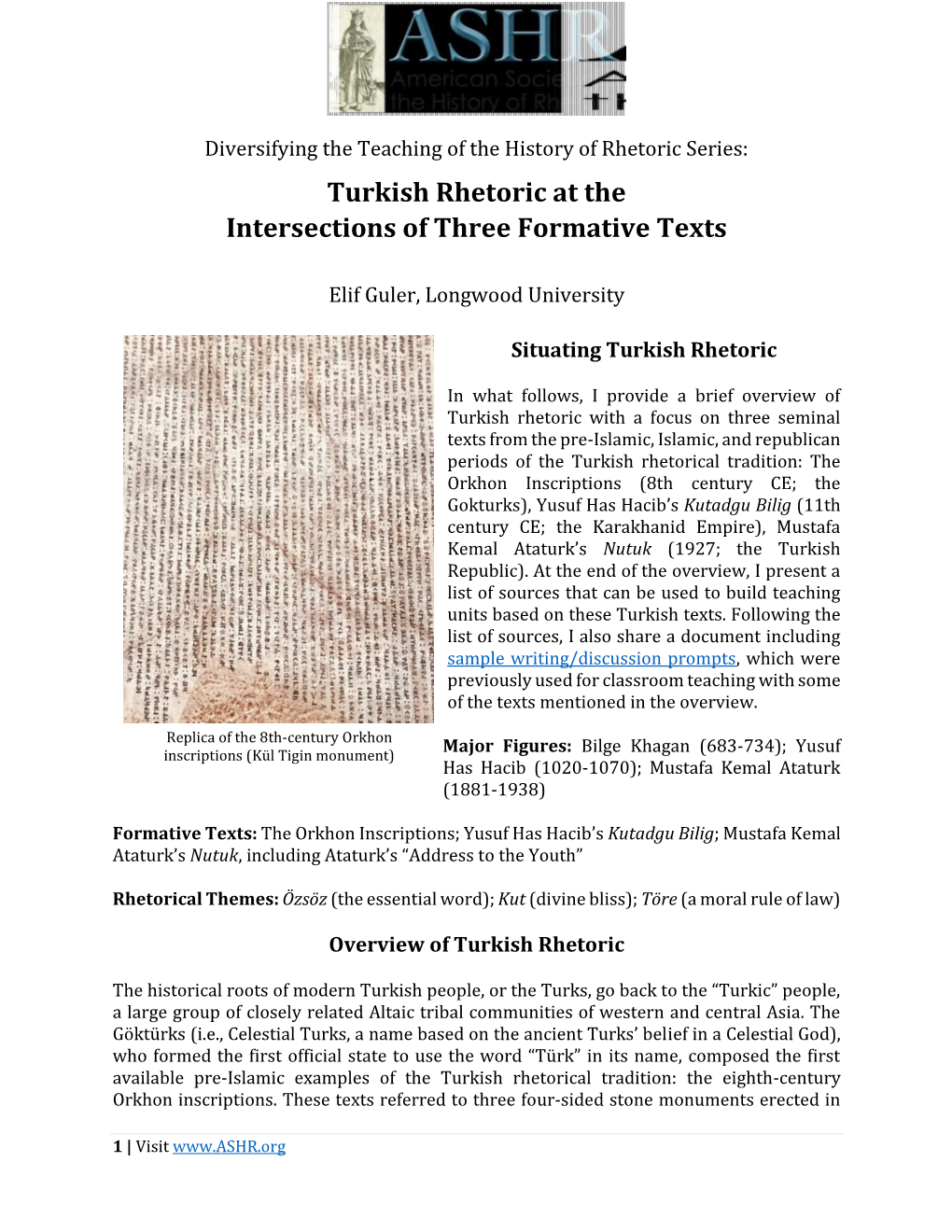 Turkish Rhetoric at the Intersections of Three Formative Texts