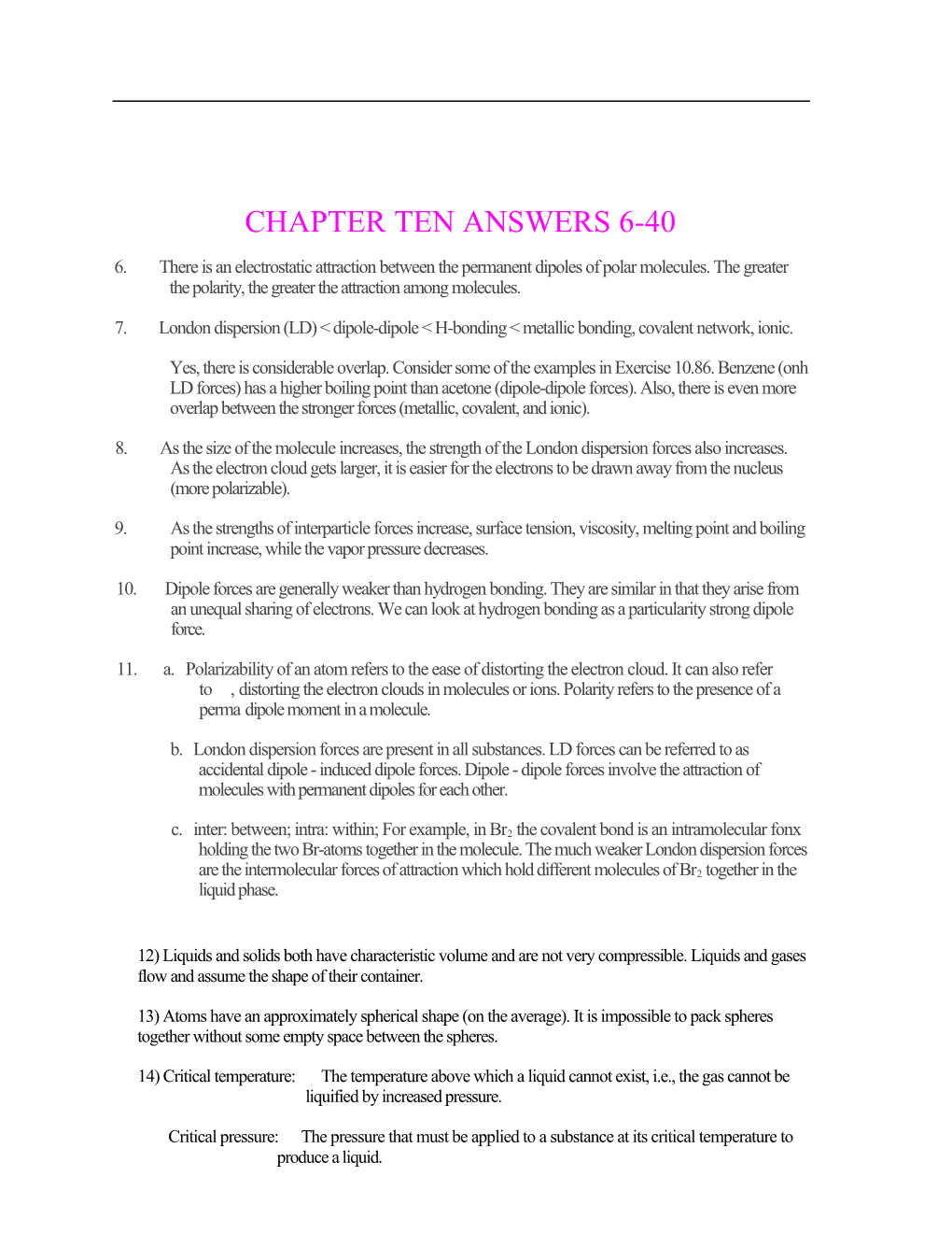 Chapter Ten Answers 6-40