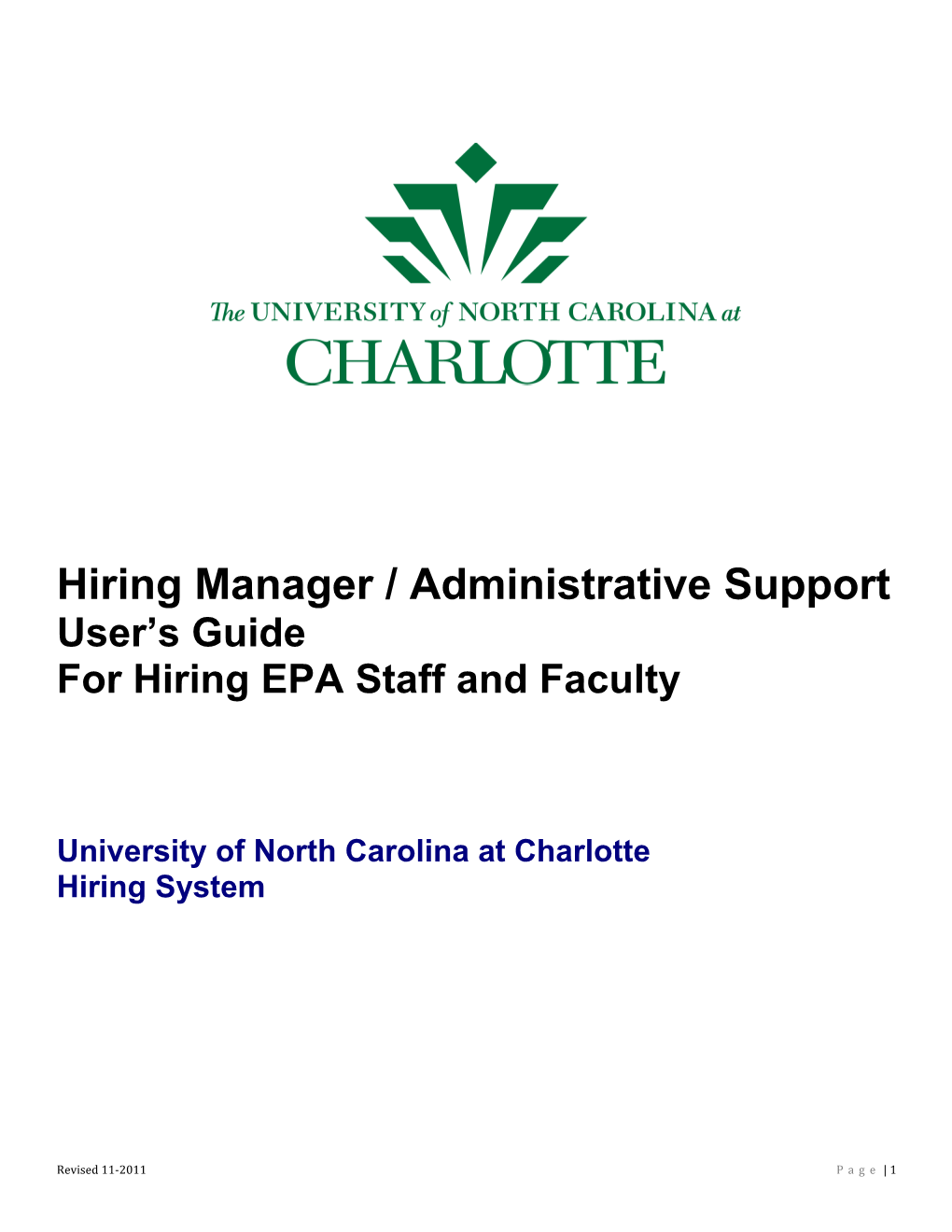 Hiring Manager's User Guide for Hiring Faculty and EPA Staff