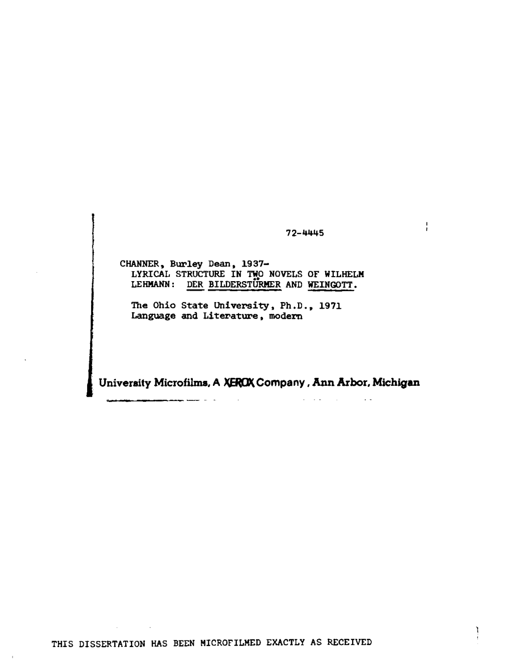 University Microfilms, a XEROX Company, Ann Arbor, Michigan