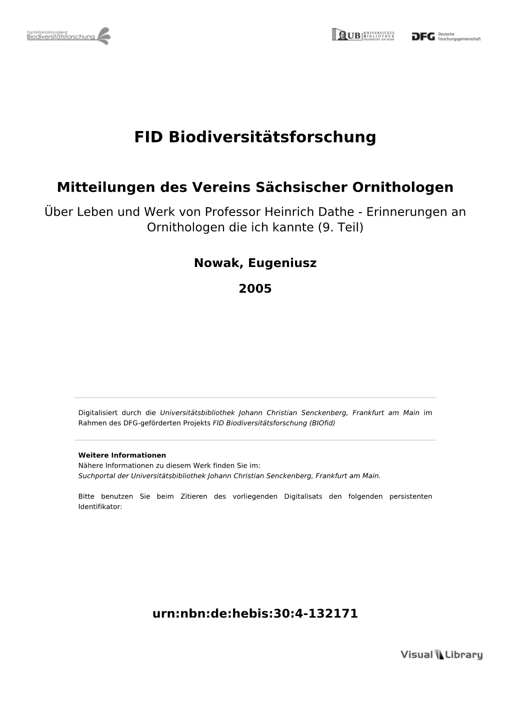 Über Leben Und Werk Von Professor Heinrich Dathe - Erinnerungen an Ornithologen Die Ich Kannte (9