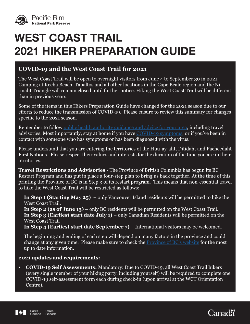 West Coast Trail 2021 Hiker Preparation Guide