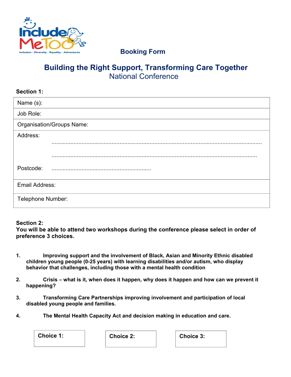 Building the Right Support, Transforming Care Together National Conference