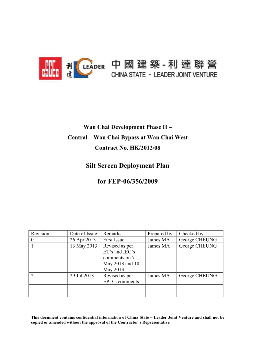 Silt Screen Deployment Plan for FEP-06/356/2009