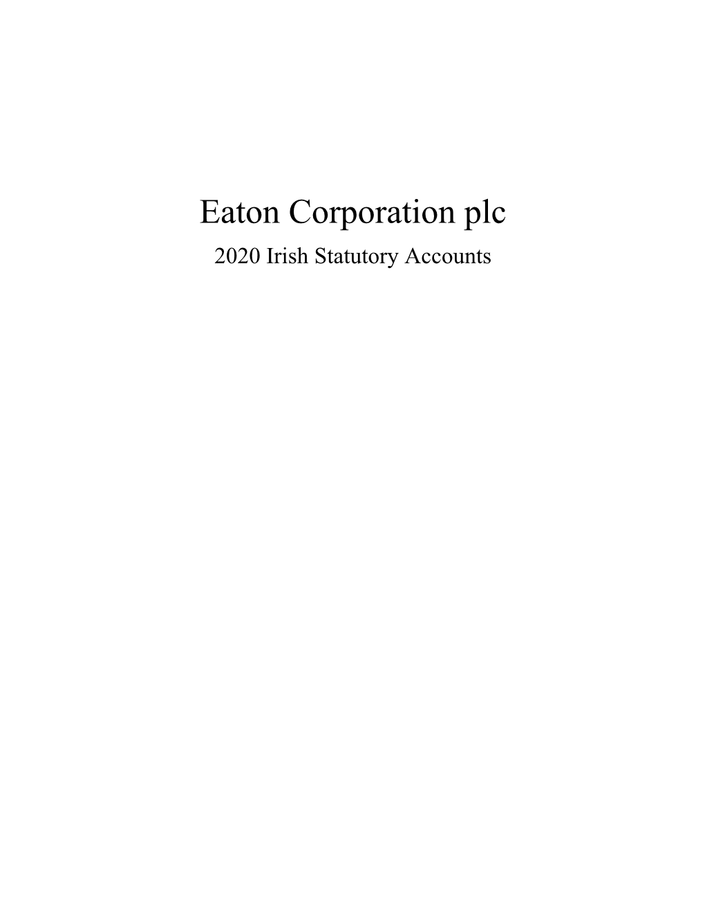 Eaton 2020 Irish Statutory Accounts