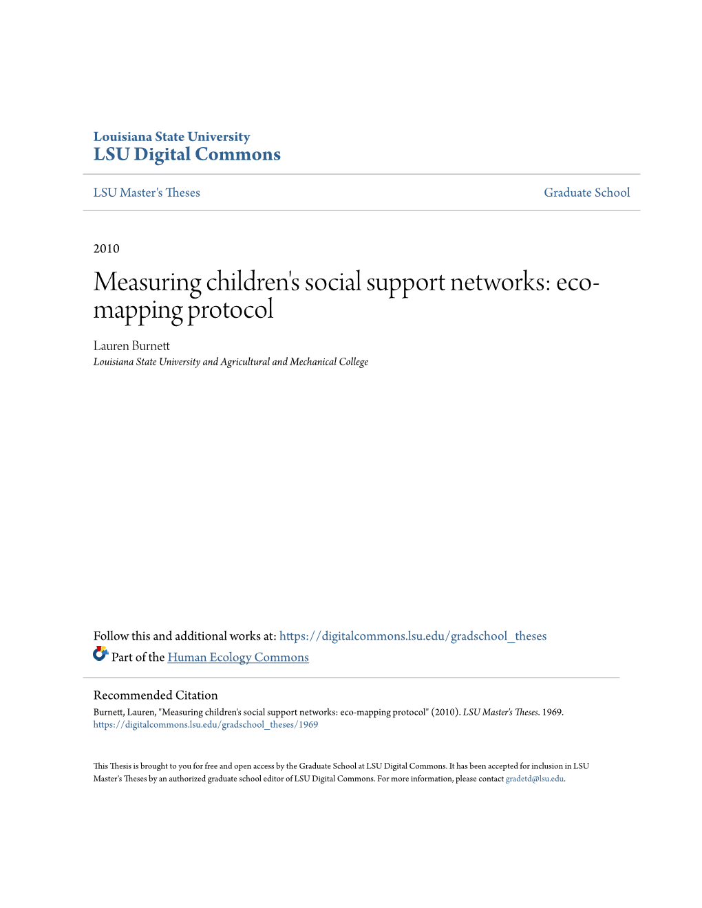 Eco-Mapping Protocol" (2010)