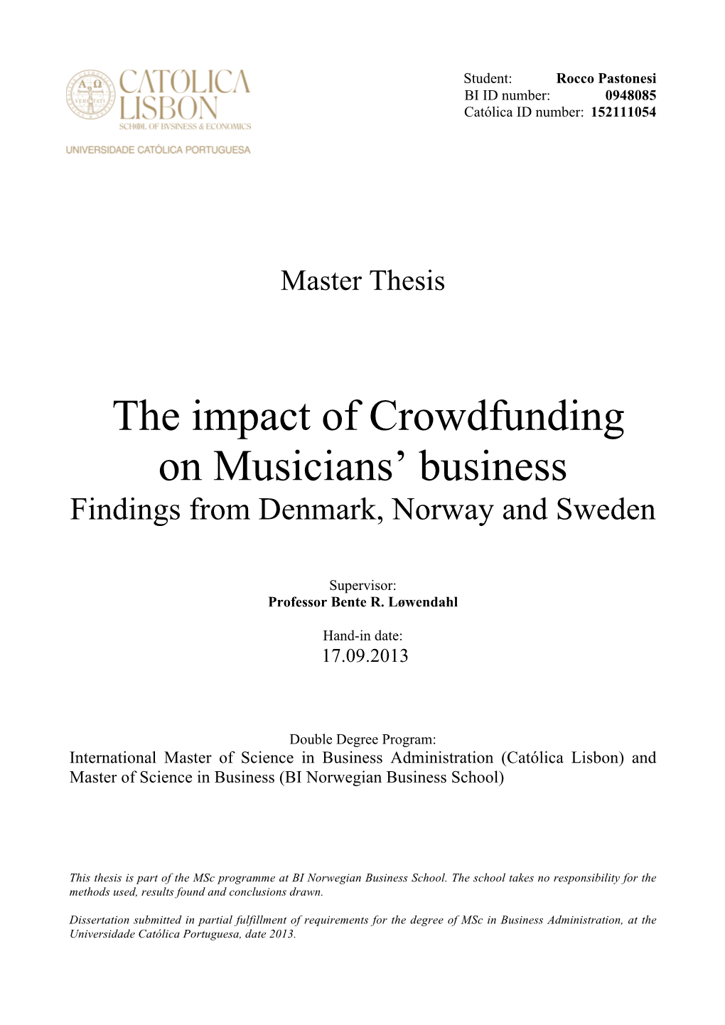 The Impact of Crowdfunding on Musicians' Business