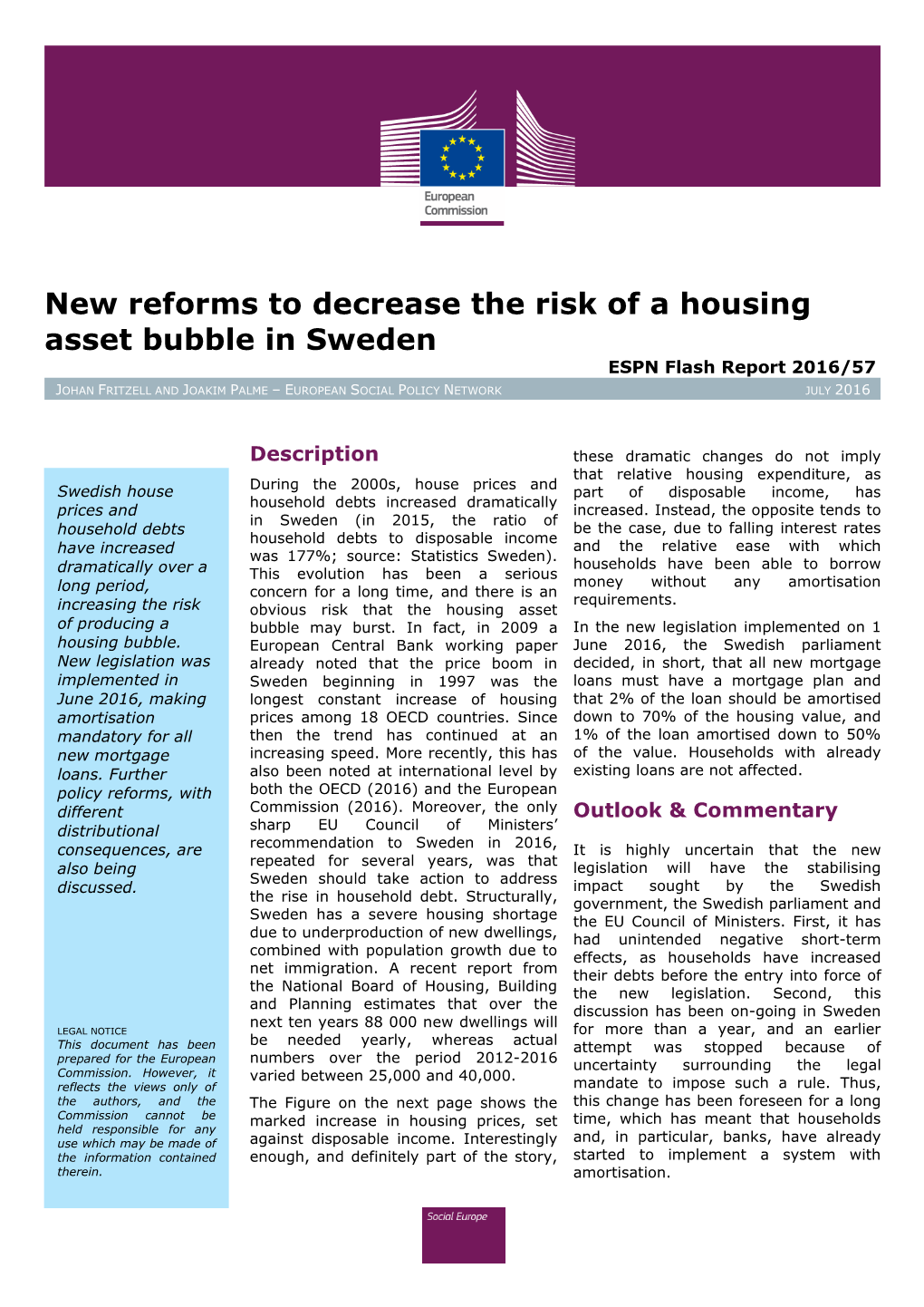 New Reforms to Decrease the Risk of a Housing Asset Bubble in Sweden