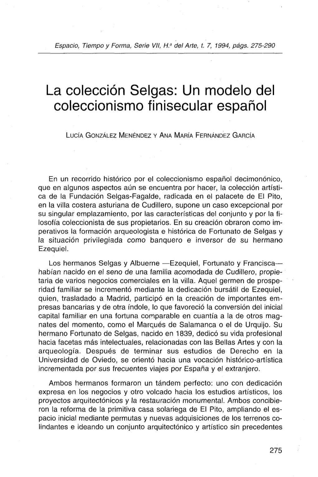 La Colección Selgas. Modelo Del Coleccionismo Finisecular Español