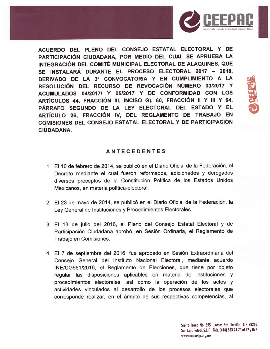 Comité Municipal Electoral Alaquines