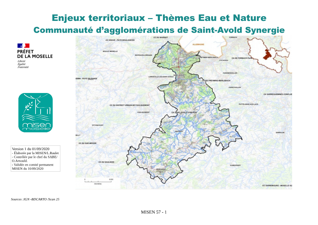 Enjeux Territoriaux – Thèmes Eau Et Nature Communauté D’Agglomérations De Saint-Avold Synergie