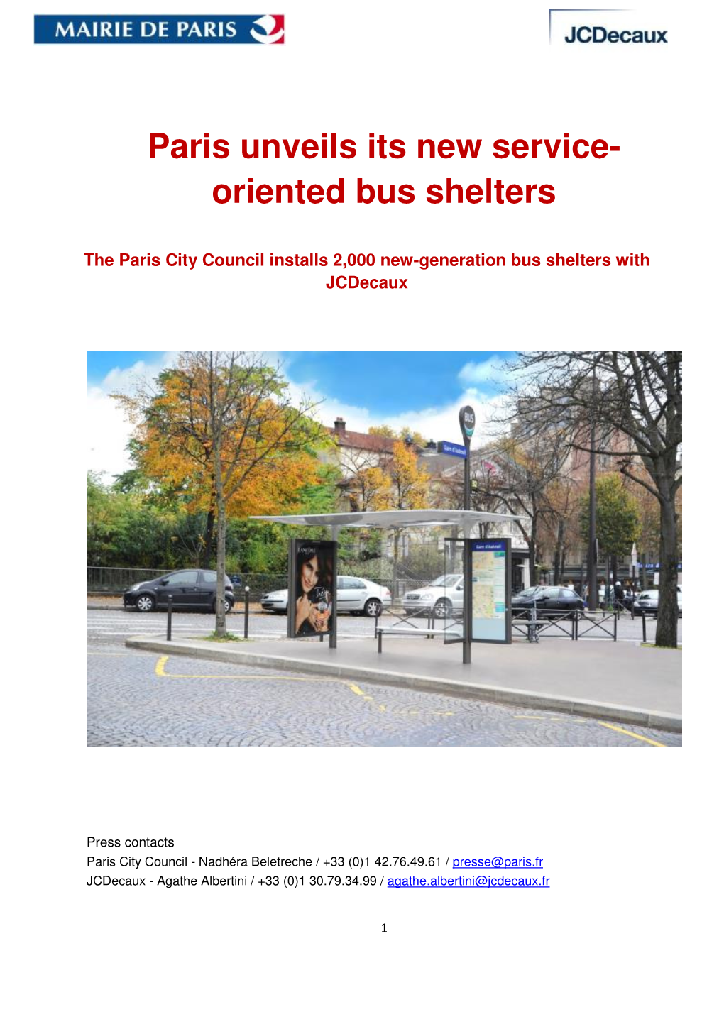 Paris Unveils Its New Service- Oriented Bus Shelters