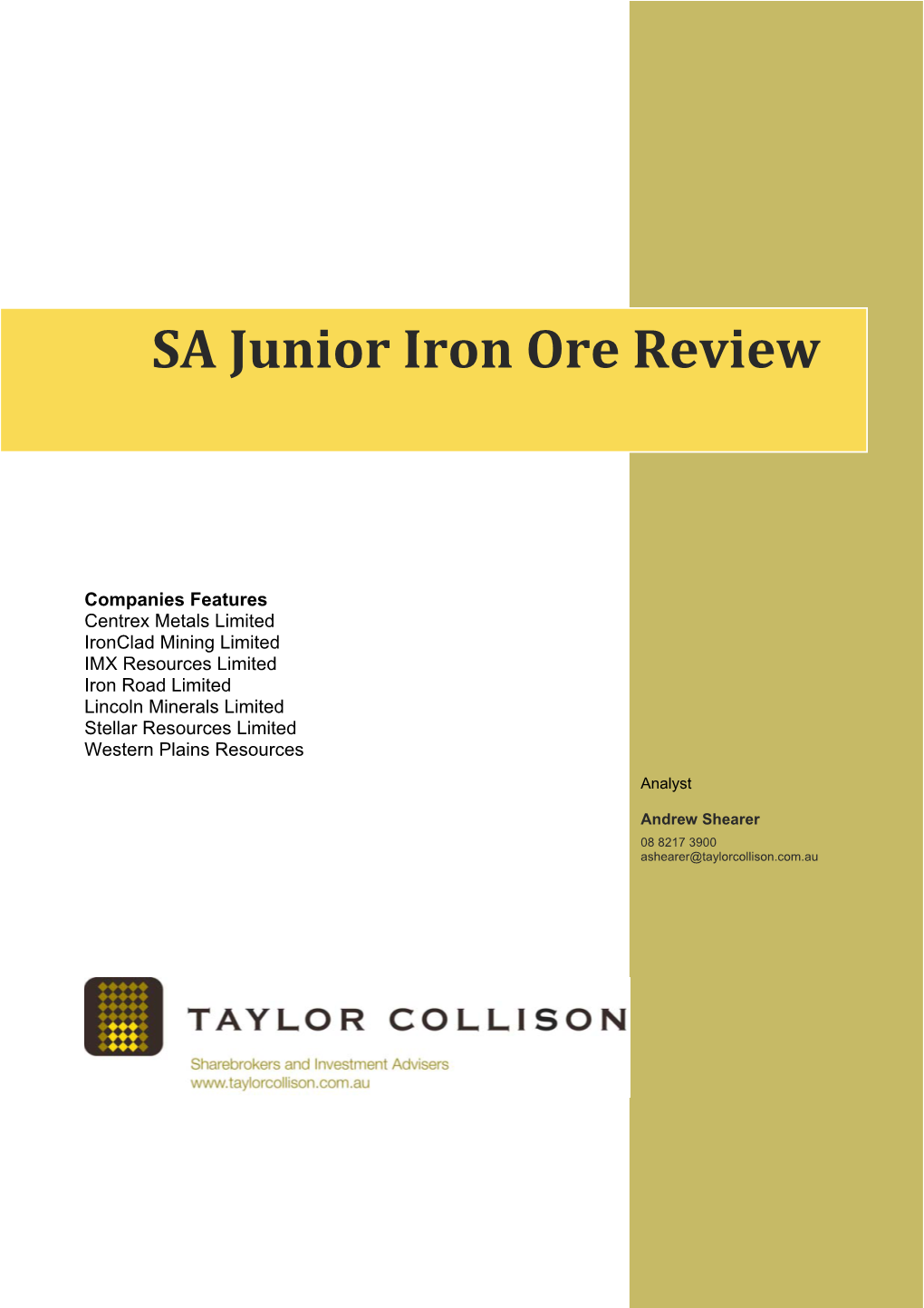 SA Junior Iron Ore Review