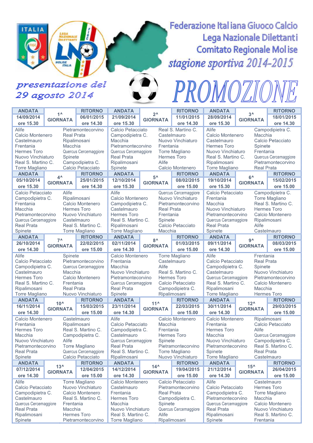 Calendario E Squadre