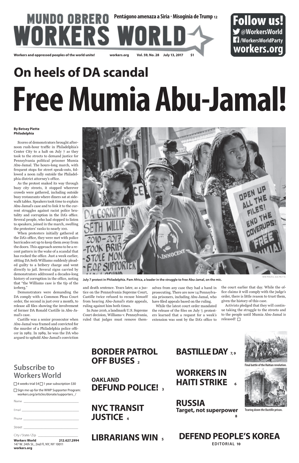 On Heels of DA Scandal Free Mumia Abu-Jamal!