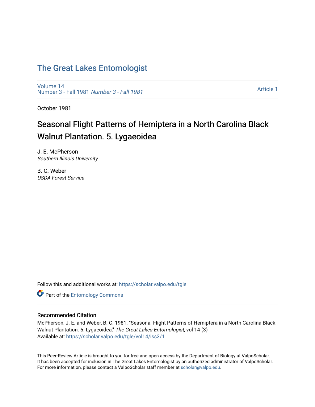 Seasonal Flight Patterns of Hemiptera in a North Carolina Black Walnut Plantation