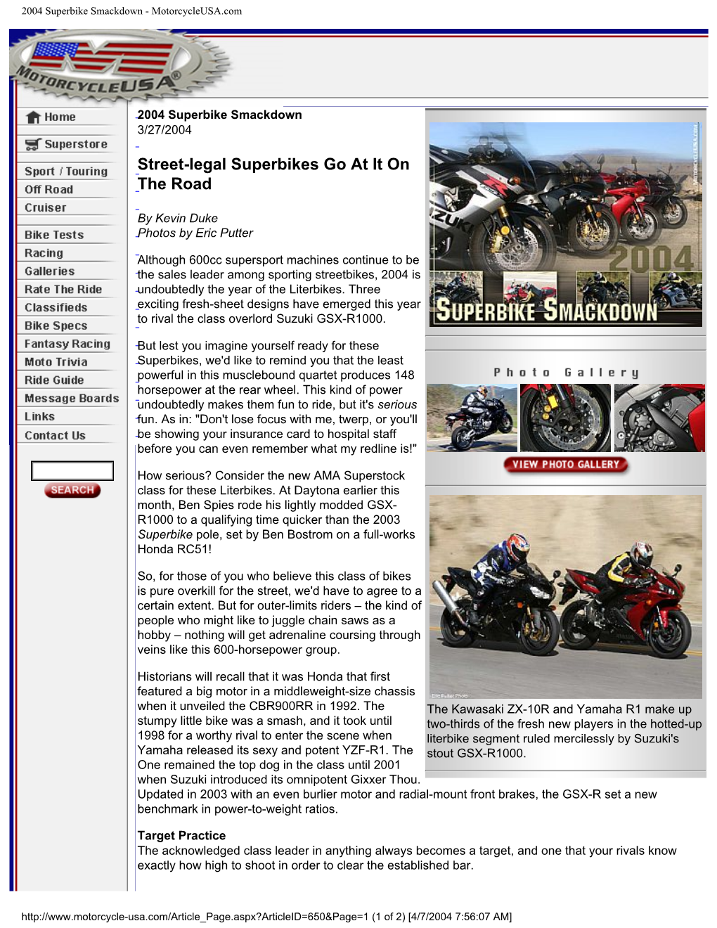 2004 Superbike Smackdown - Motorcycleusa.Com