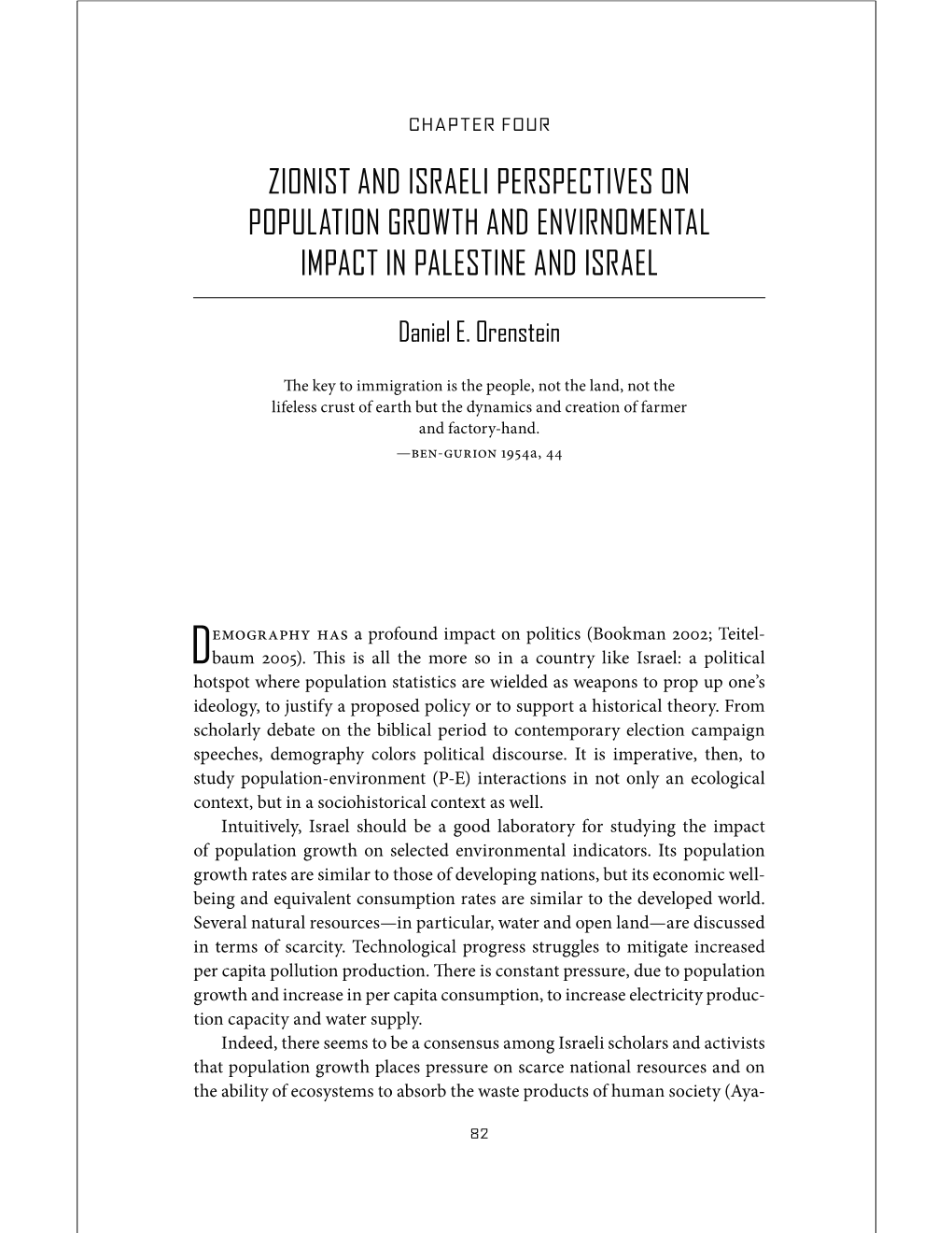 Zionist and Israeli Perspectives on Population Growth and Envirnomental Impact in Palestine and Israel