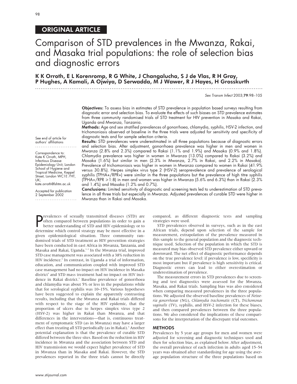 The Role of Selection Bias and Diagnostic Erro