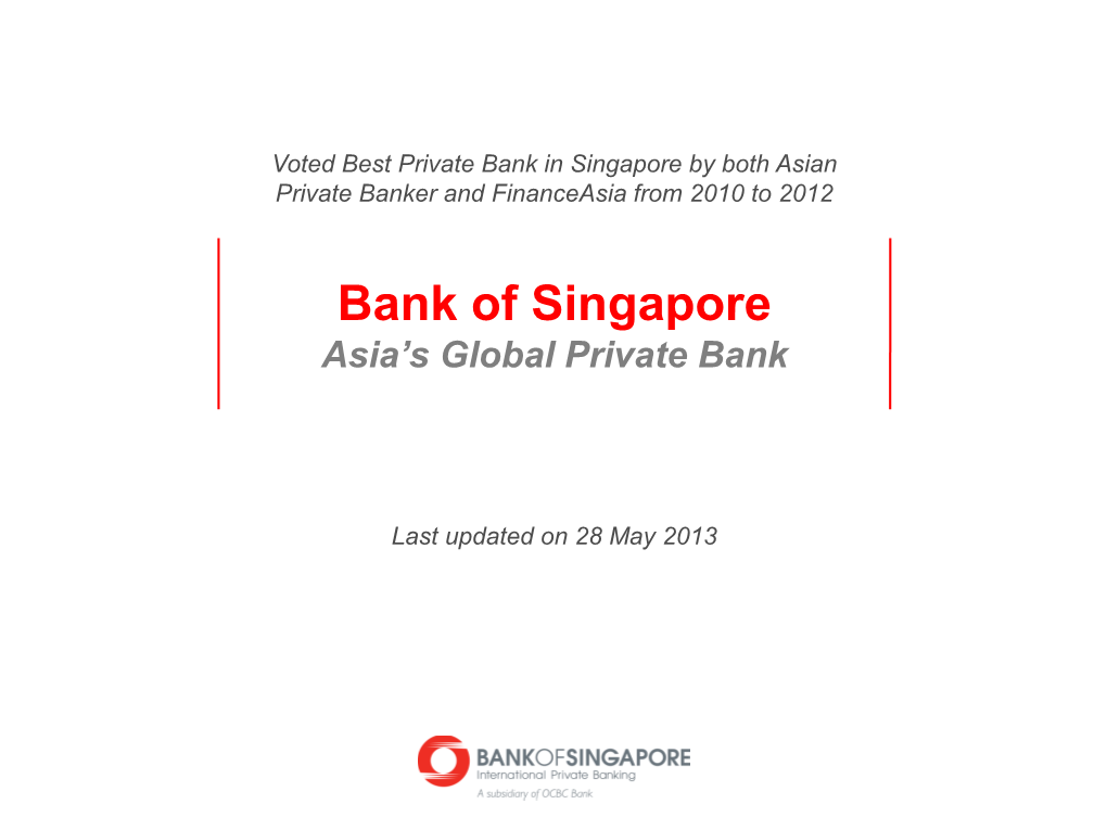 Bank of Singapore Asia’S Global Private Bank