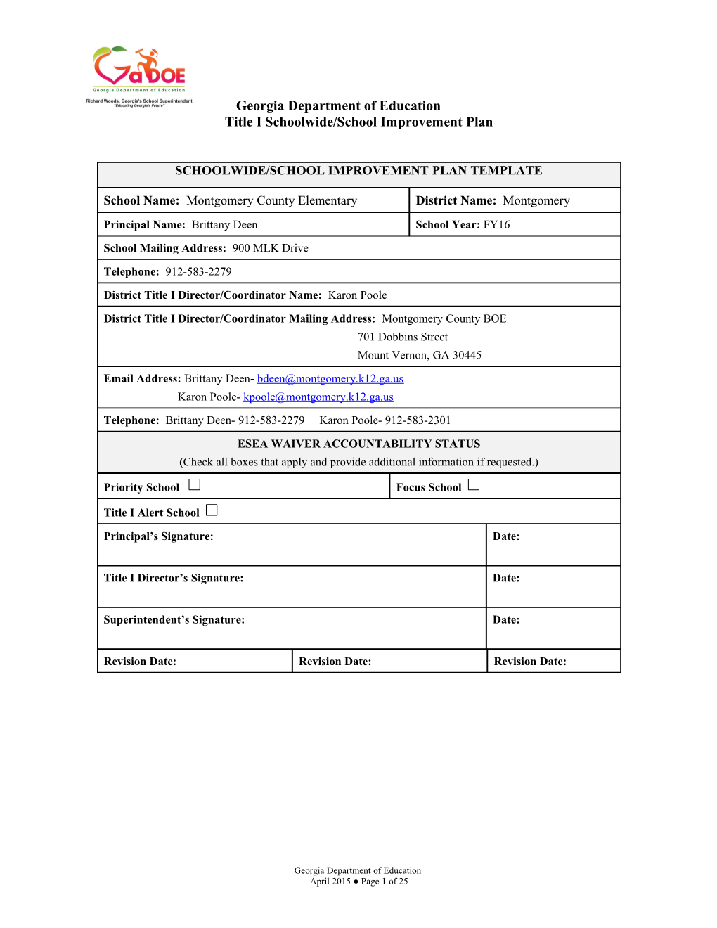 Title I Schoolwide/School Improvement Plan s3